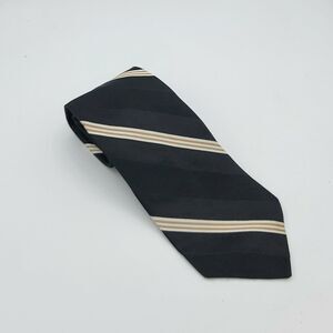 Vintage Tommy Hilfiger Silk Tie Black Geometric Necktie Size 59.5 x 3.5